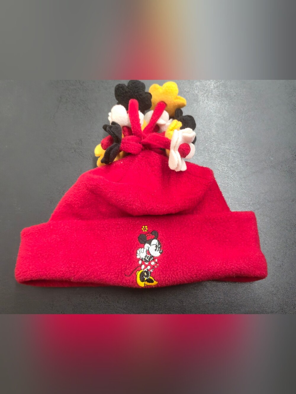 Disney Red Minnie Mouse Fleece Pom-Pom Hat